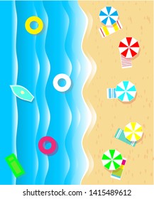Summer beach scene vector illustration background