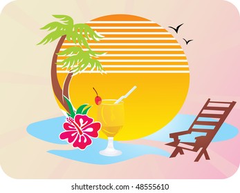 summer beach scene vector wallpaper