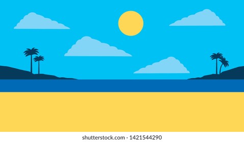 Summer and beach scenery banner cartoons vector editable image