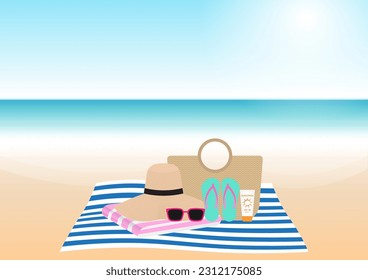 Summer Beach or Sea Background. Vacation or Holiday Background. Vector Illustration. 