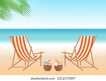 Summer Beach or Sea Background. Vacation or Holiday Background. Vector Illustration. 