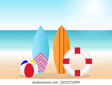 Summer Beach or Sea Background. Vacation or Holiday Background. Vector Illustration. 