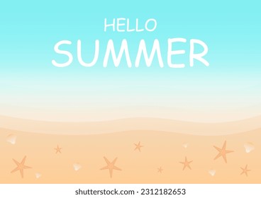 Playa de verano o fondo marino. Antecedentes de vacaciones o vacaciones. Hola, verano. Ilustración vectorial. 