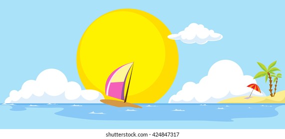 summer beach and sea banner - vector illustration