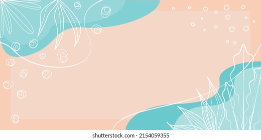 Summer Beach and Sea concept graphic. Summer, Marine and Tropical plants decoration background. Vector illustration.