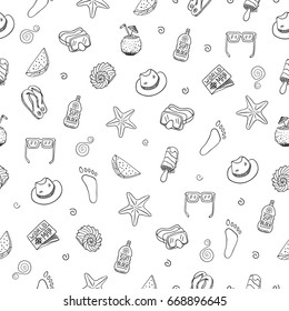 Summer beach sea holiday seamless pattern.Vacation