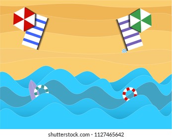 summer beach with sea top view