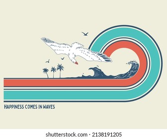 summer beach seagull vector  design 