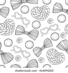 Summer beach seamless pattern with a grey stroke
