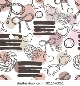 Summer beach seamless pattern with sunglasses and bows.