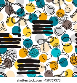 Summer beach seamless pattern with sunglasses and bows.