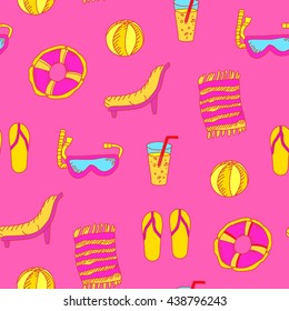 Summer beach seamless pattern. Vector