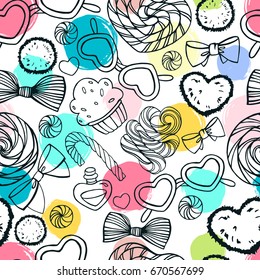 Summer beach seamless pattern. Vector.