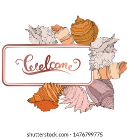 Summer beach seashell tropical elements