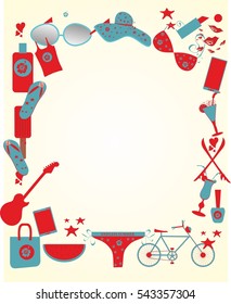 Summer beach set graphic design vector art