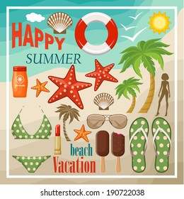 Summer beach set. vector