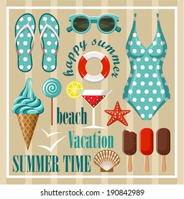 Summer beach set. vector