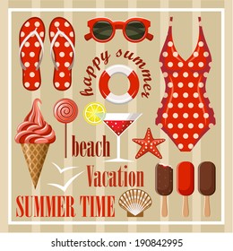 Summer beach set. vector