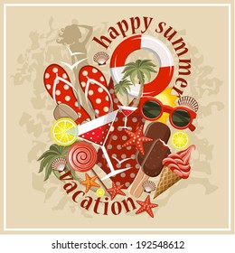 Summer beach set. vector 
