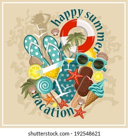 Summer beach set. vector 