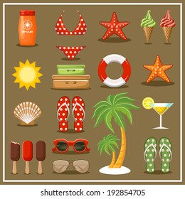 Summer beach set. vector