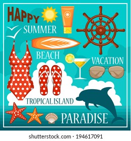 Summer beach set. vector 