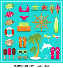 Summer beach set. vector 