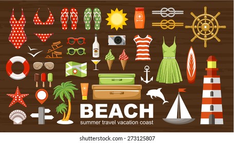 Summer beach set. vector 