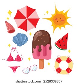 summer beach set vector illustration design