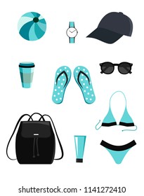 Summer Beach set for woman. Vector