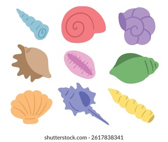 Summer Beach Shells , Cute Pastel Set