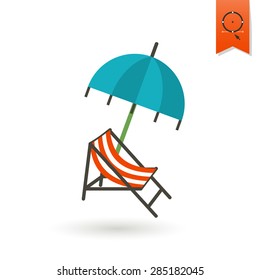 Summer and Beach Simple Flat Icon, Travel and Vacation. Vector