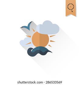 Summer and Beach Simple Flat Icon. Vector