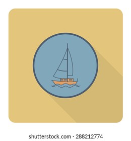 Summer and Beach Simple Flat Icon, Travel and Vacation. Vector