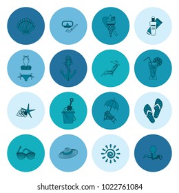 Summer and Beach Simple Flat Icons, Travel and Vacation. Vector