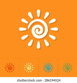 Summer and Beach Simple Flat Icons. Vector