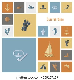 Summer and Beach Simple Flat Icons