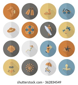 Summer and Beach Simple Flat Icons