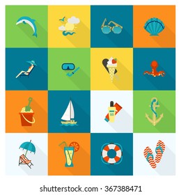 Summer and Beach Simple Flat Icons