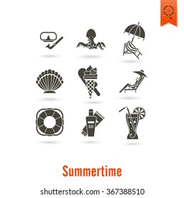 Summer and Beach Simple Flat Icons