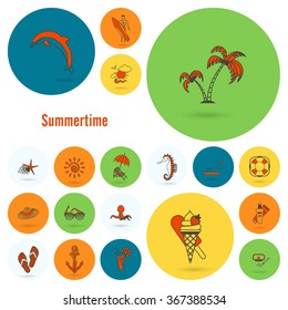 Summer and Beach Simple Flat Icons