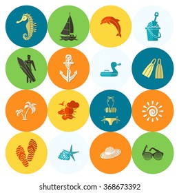Summer and Beach Simple Flat Icons