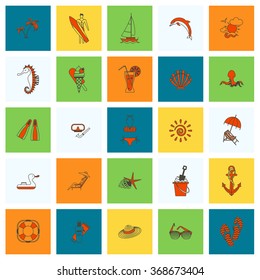 Summer and Beach Simple Flat Icons