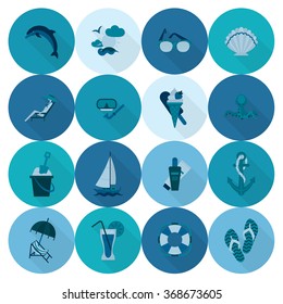 Summer and Beach Simple Flat Icons