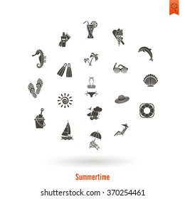 Summer and Beach Simple Flat Icons