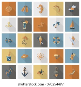 Summer and Beach Simple Flat Icons