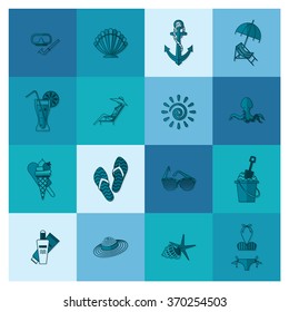 Summer and Beach Simple Flat Icons