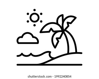 summer beach single isolated icon with outline style