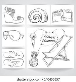 Summer beach sketch. Vector