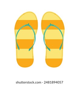 Summer beach slippers. Flip-flops. Sea sandals. Colorful illustrations in flat style.